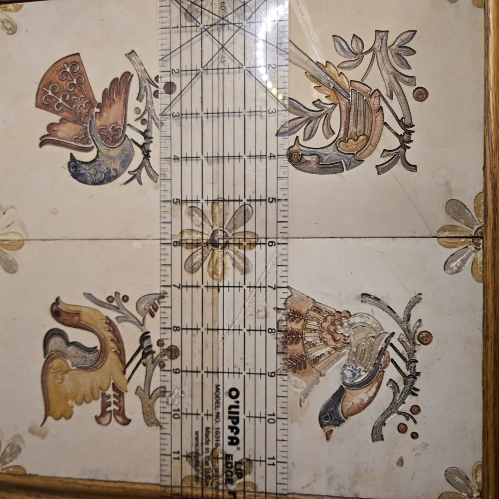 Antique Victorian Bird Partridge Pheasant Delft Style Tile Wall Art Wood Frame